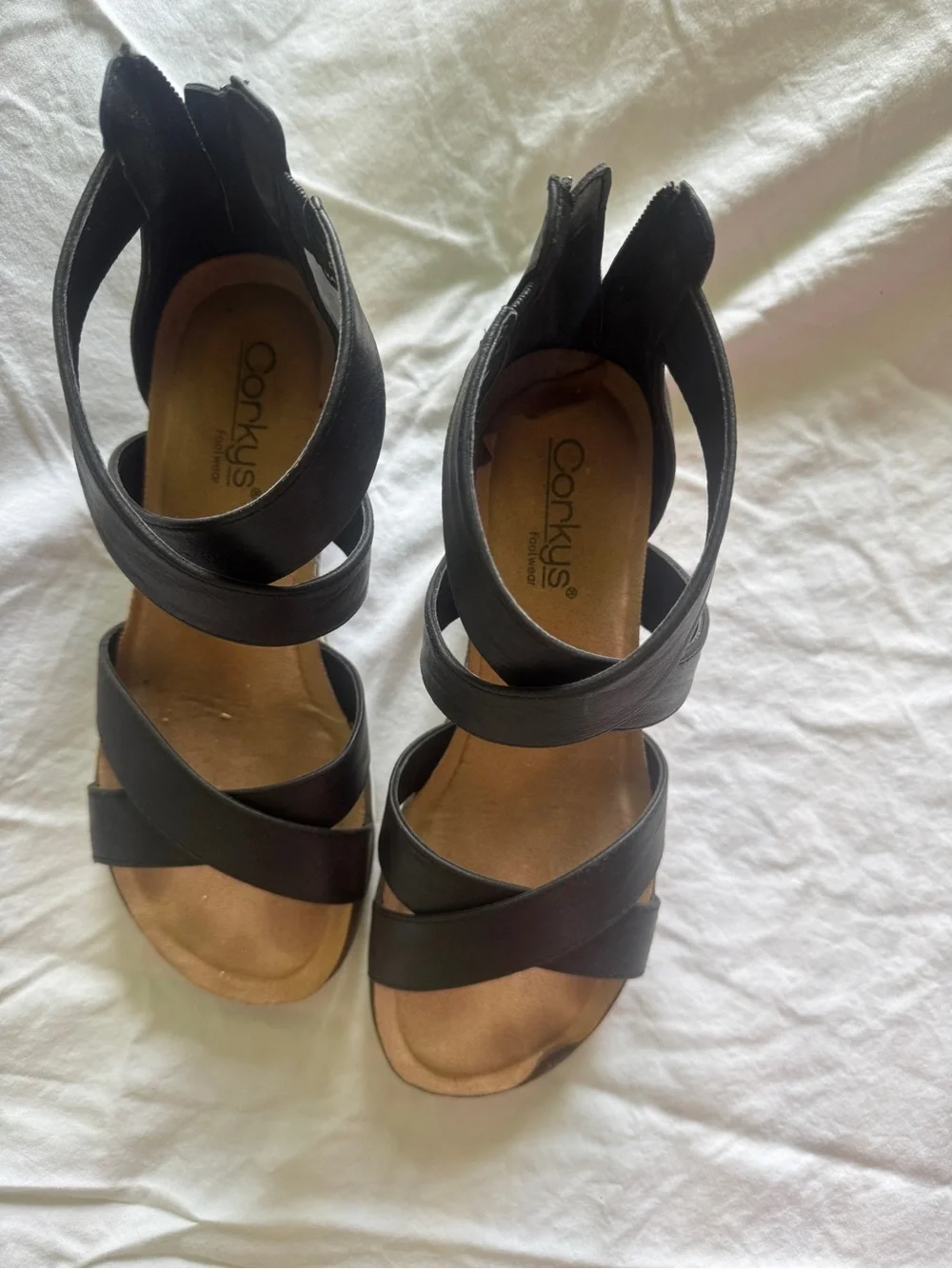 Corkys Black Double Dutch Wedge Espadrille Sandals